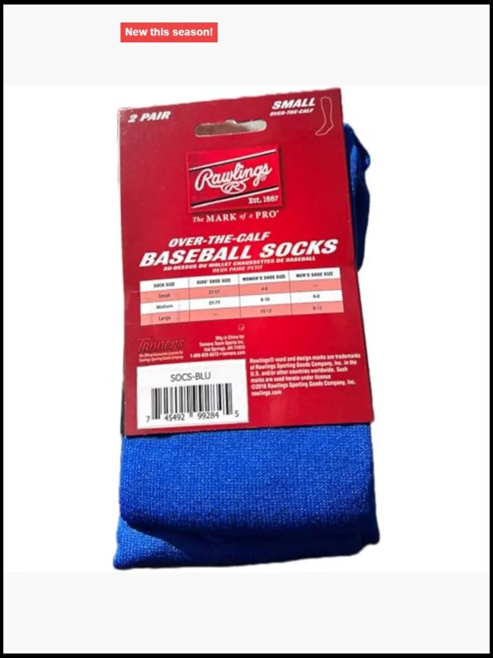 2 Pair Athletic Socks Baseball Softball Multiple Sizes